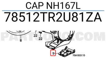 Honda 78512TR2U81ZA CAP NH167L