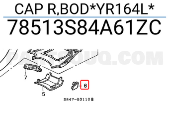 Honda 78513S84A61ZC CAP R,BOD*YR164L*