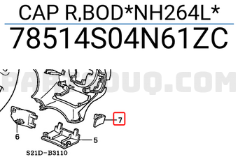 Honda 78514S04N61ZC CAP R,BOD*NH264L*