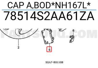 Honda 78514S2AA61ZA CAP A,BOD*NH167L*