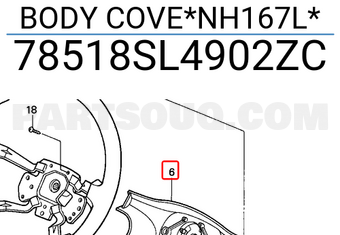 Honda 78518SL4902ZC BODY COVE*NH167L*