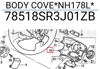 Honda 78518SR3J01ZB BODY COVE*NH178L*