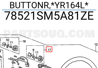 Honda 78521SM5A81ZE BUTTONR,*YR164L*