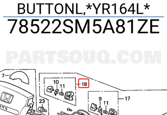 Honda 78522SM5A81ZE BUTTONL,*YR164L*