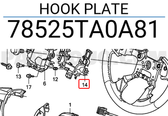 Honda 78525TA0A81 HOOK PLATE