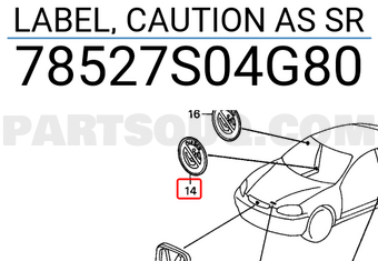 Honda 78527S04G80 LABEL, CAUTION AS SR