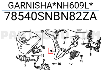 Honda 78540SNBN82ZA GARNISHA*NH609L*