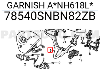 Honda 78540SNBN82ZB GARNISH A*NH618L*