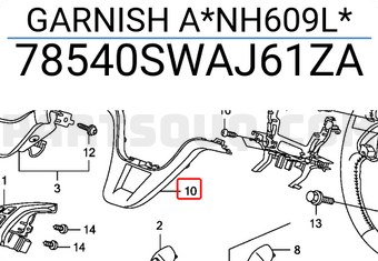 Honda 78540SWAJ61ZA GARNISH A*NH609L*
