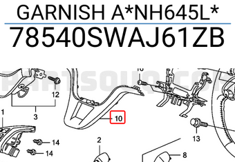 Honda 78540SWAJ61ZB GARNISH A*NH645L*