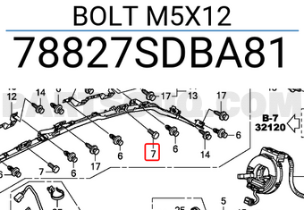 Honda 78827SDBA81 BOLT M5X12