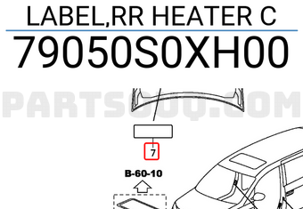 Honda 79050S0XH00 LABEL,RR HEATER C