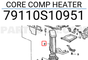 Honda 79110S10951 CORE COMP HEATER