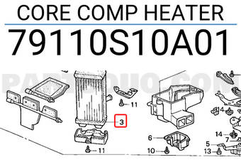 Honda 79110S10A01 CORE COMP HEATER