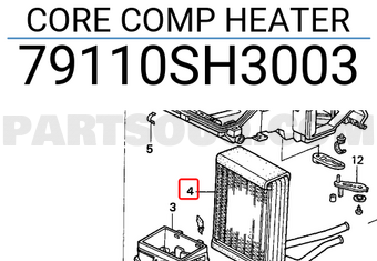 Honda 79110SH3003 CORE COMP HEATER