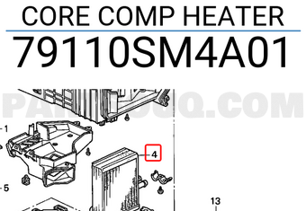 Honda 79110SM4A01 CORE COMP HEATER