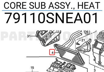 Honda 79110SNEA01 CORE SUB ASSY., HEAT