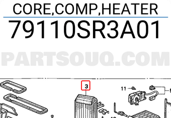 Honda 79110SR3A01 CORE,COMP,HEATER