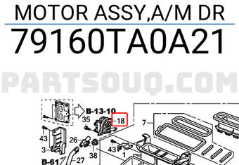 Honda 79160TA0A21 MOTOR ASSY,A/M DR