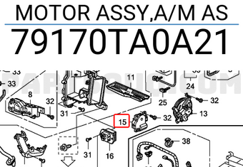 Honda 79170TA0A21 MOTOR ASSY,A/M AS