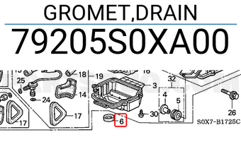 Honda 79205S0XA00 GROMET,DRAIN