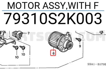 Honda 79310S2K003 MOTOR ASSY,WITH F