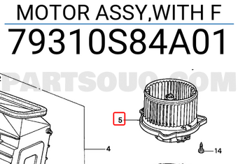 Honda 79310S84A01 MOTOR ASSY,WITH F