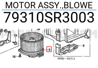 Honda 79310SR3003 MOTOR ASSY.,BLOWE