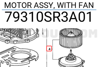 Honda 79310SR3A01 MOTOR ASSY, WITH FAN