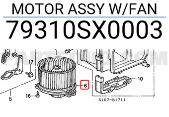 Honda 79310SX0003 MOTOR ASSY W/FAN