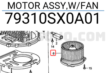 Honda 79310SX0A01 MOTOR ASSY,W/FAN