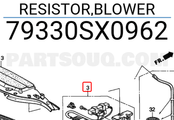 Honda 79330SX0962 RESISTOR,BLOWER
