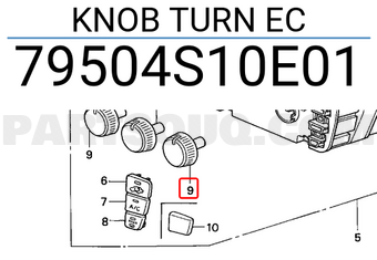 Honda 79504S10E01 KNOB TURN EC
