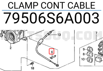 Honda 79506S6A003 CLAMP CONT CABLE