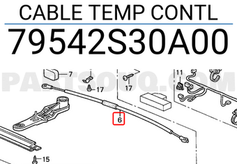 Honda 79542S30A00 CABLE TEMP CONTL