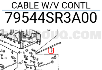 Honda 79544SR3A00 CABLE W/V CONTL