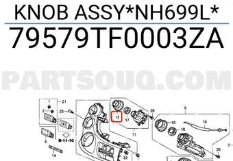 Honda 79579TF0003ZA KNOB ASSY*NH699L*