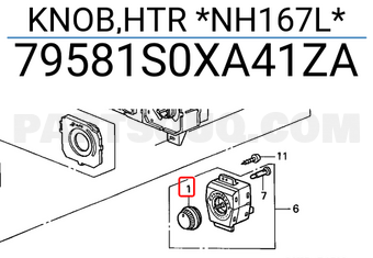 Honda 79581S0XA41ZA KNOB,HTR *NH167L*