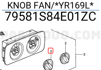 Honda 79581S84E01ZC KNOB FAN/*YR169L*