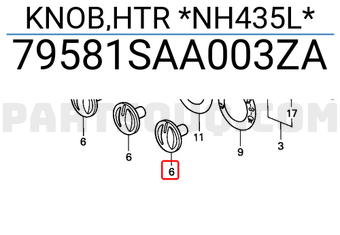 Honda 79581SAA003ZA KNOB,HTR *NH435L*