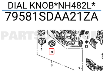Honda 79581SDAA21ZA DIAL KNOB*NH482L*