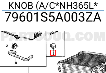 Honda 79601S5A003ZA KNOB (A/C*NH365L*