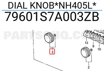 Honda 79601S7A003ZB DIAL KNOB*NH405L*