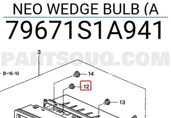 Honda 79671S1A941 NEO WEDGE BULB (A