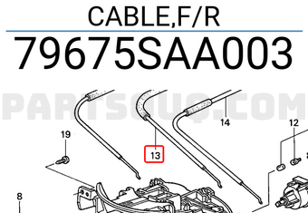 Honda 79675SAA003 CABLE,F/R
