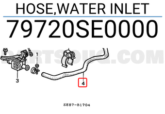 Honda 79720SE0000 HOSE,WATER INLET