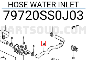 Honda 79720SS0J03 HOSE WATER INLET