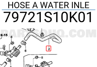 Honda 79721S10K01 HOSE A WATER INLE