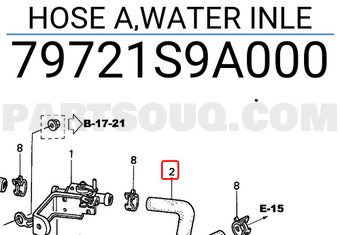 Honda 79721S9A000 HOSE A,WATER INLE