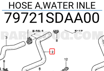 Honda 79721SDAA00 HOSE A,WATER INLE